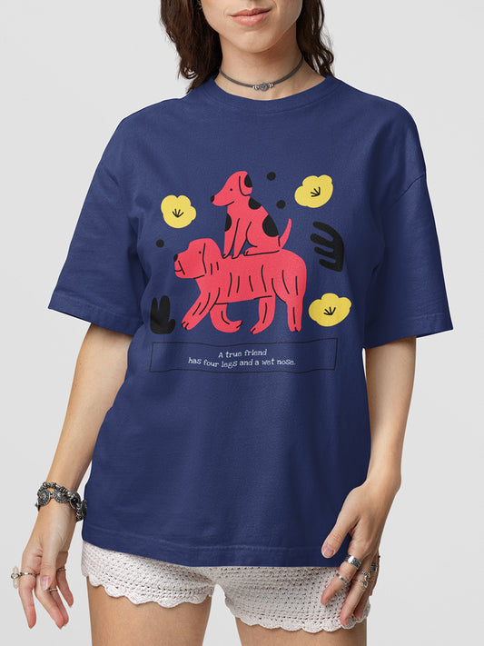 TRUE FRIEND- UNISEX OVERSIZED T-SHIRT BLUE