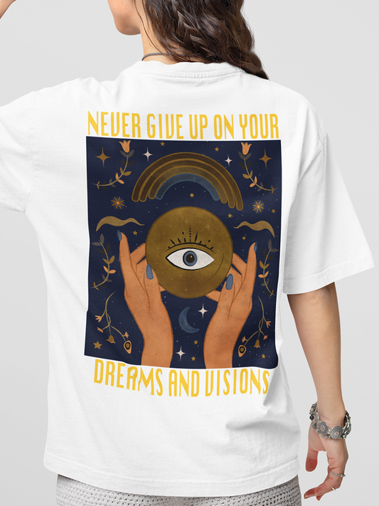 NEVER GIVE UP- UNISEX OVERSIZED T-SHIRT WHITE